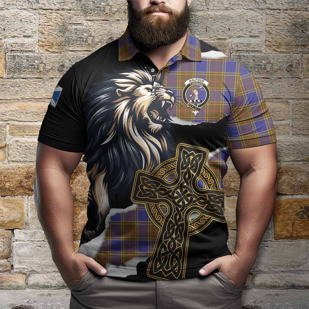 Balfour Tartan Scottish Polo Shirt Lion Celtic Heritage