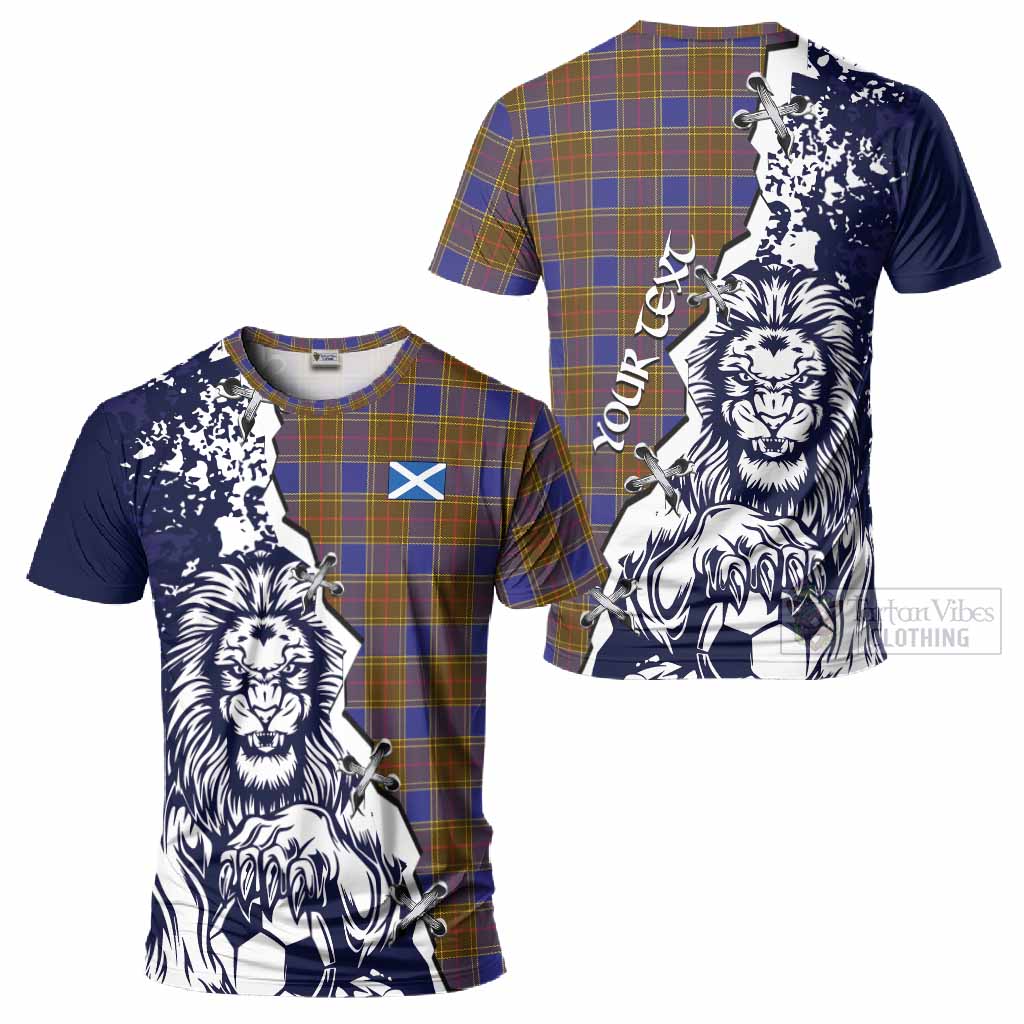 Balfour Tartan Scottish T-Shirt Angry Lion With Soccer Ball Style