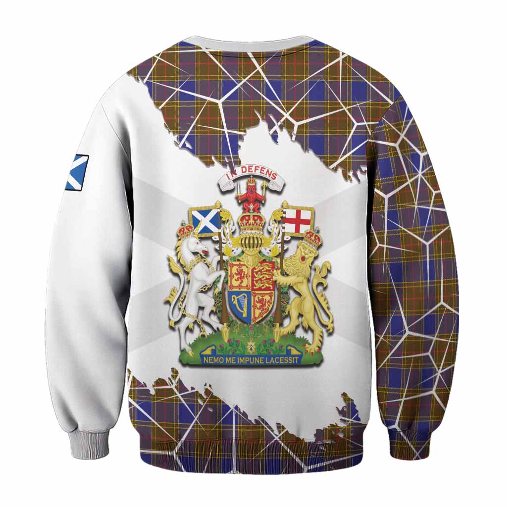 Balfour Tartan Sweatshirt with Family Crest and Lion Rampant Grunge Style