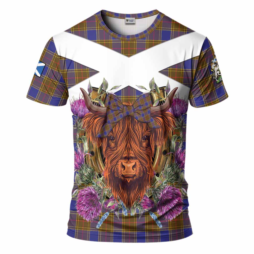 Balfour Tartan T-Shirt Scottish Thistle Heilan Coo