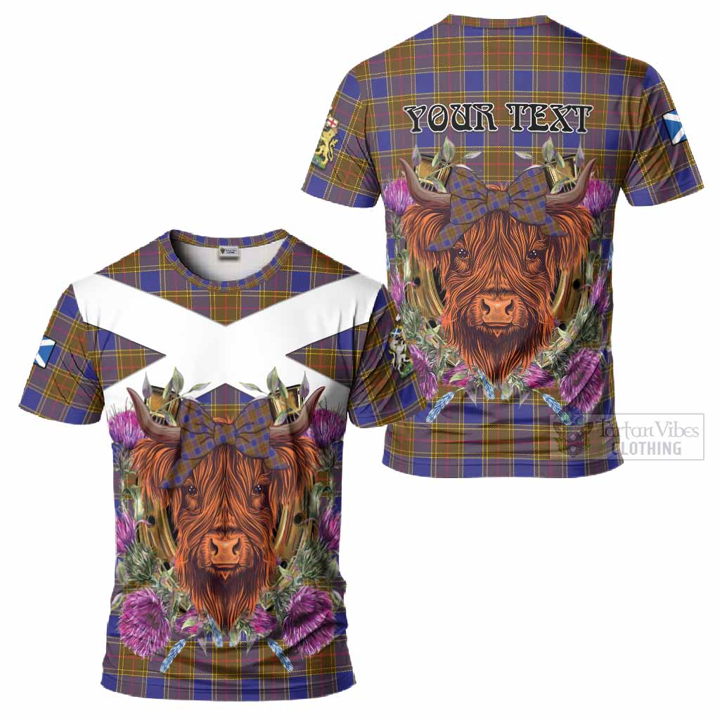 Balfour Tartan T-Shirt Scottish Thistle Heilan Coo