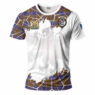 Balfour Tartan T-Shirt with Family Crest and Lion Rampant Grunge Style