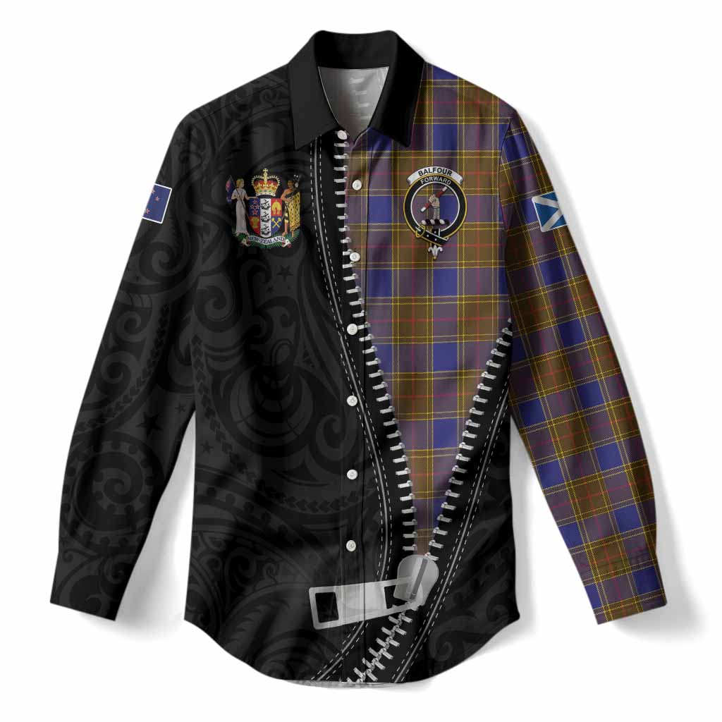 Balfour Tartan Women Casual Shirt New Zealand Pattern Unique Zipper Stylized