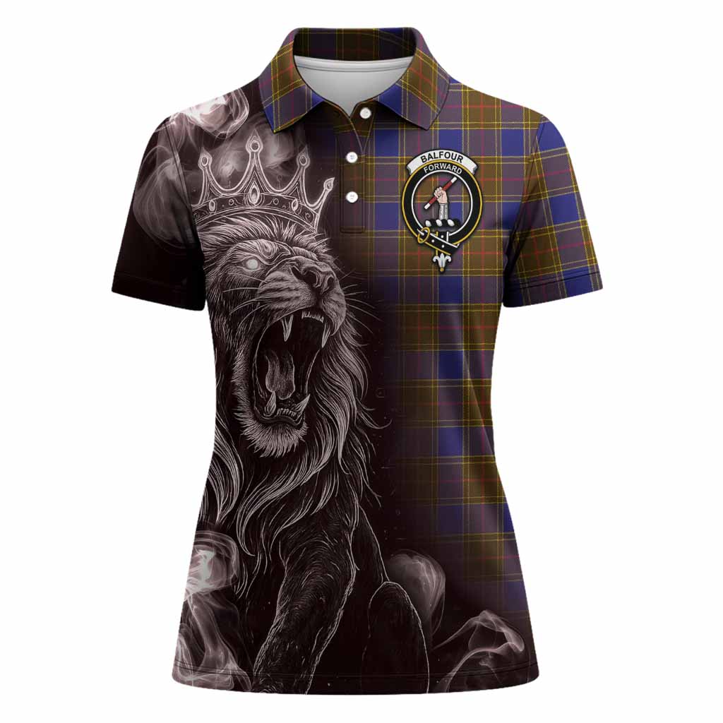 Balfour Tartan Women Polo Shirt Roaring Lion Heritage