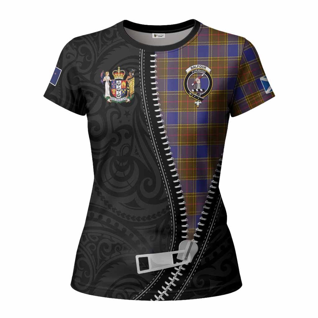 Balfour Tartan Women T shirt New Zealand Pattern Unique Zipper Stylized