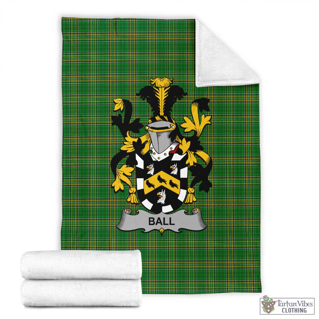 Ball Irish Clan Tartan Blanket with Coat of Arms X-Large 59 x 79 inches 150 x 200 cm - Tartan Vibes Clothing