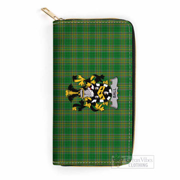 Tartan Vibes Clothing Ball Irish Clan Tartan Women's Leather Wallet with Coat of Arms