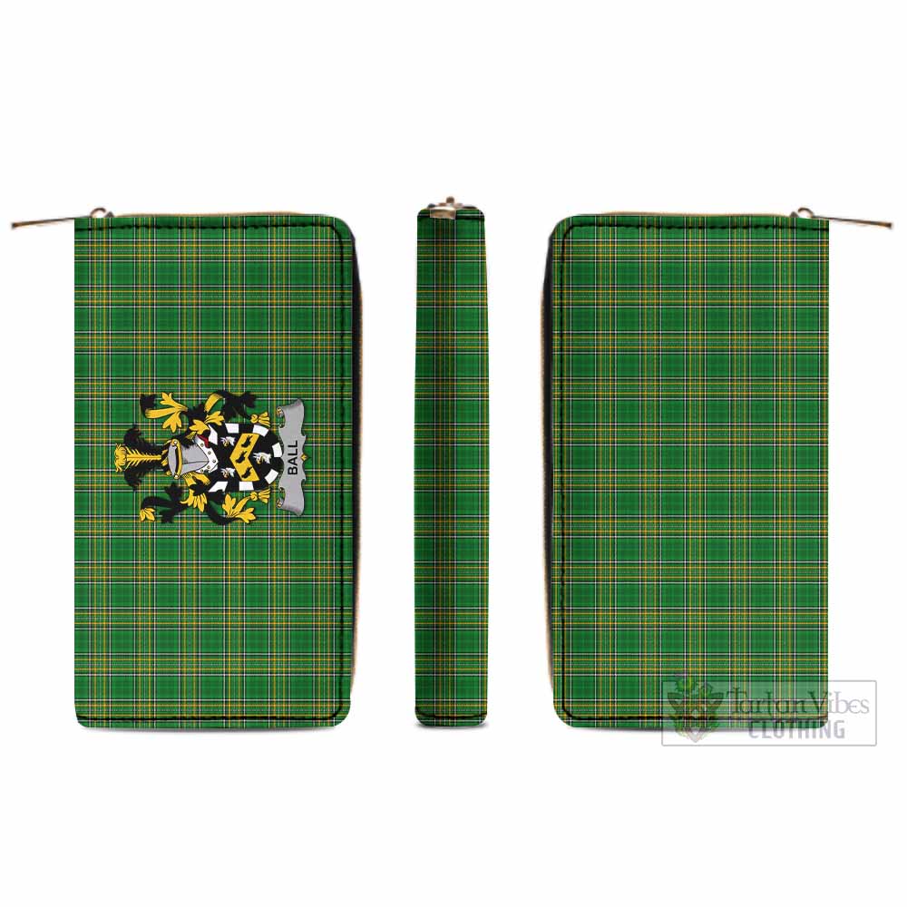 Ball Irish Clan Tartan Women's Leather Wallet with Coat of Arms - Tartan Vibes Clothing