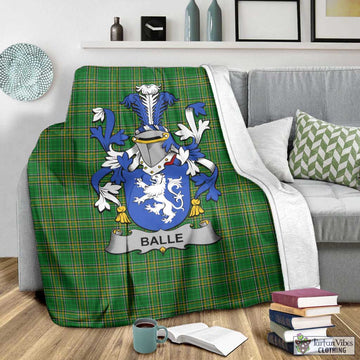 Tartan Vibes Clothing Balle Irish Clan Tartan Blanket with Coat of Arms