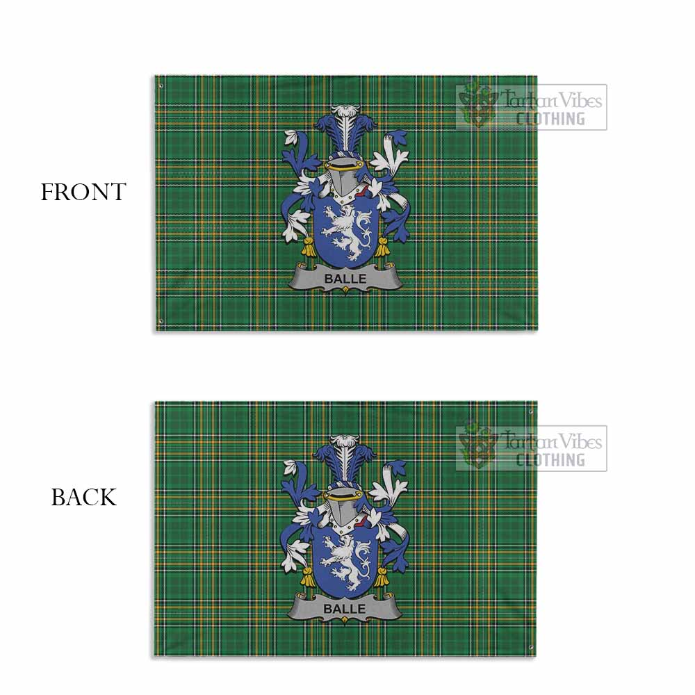 Tartan Vibes Clothing Balle Irish Clan Tartan House Flag with Coat of Arms