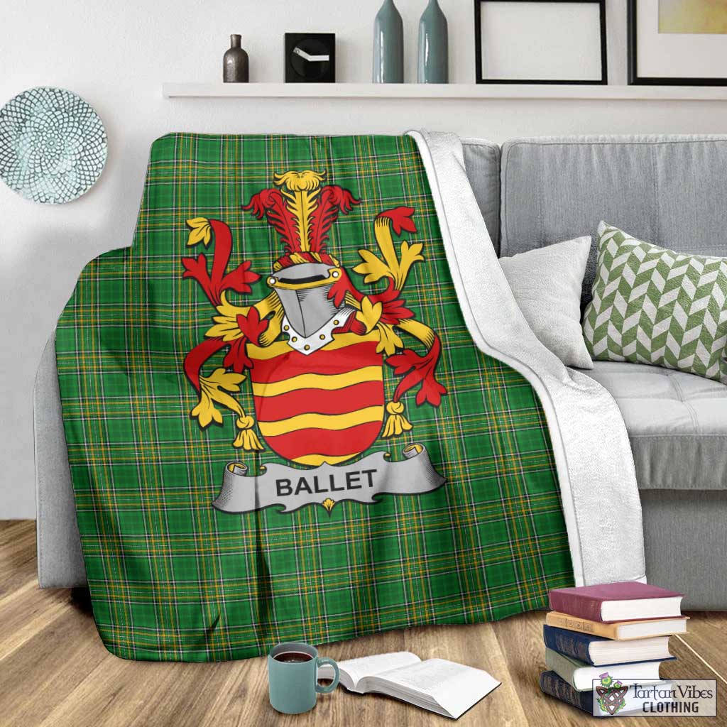 Tartan Vibes Clothing Ballet Irish Clan Tartan Blanket with Coat of Arms