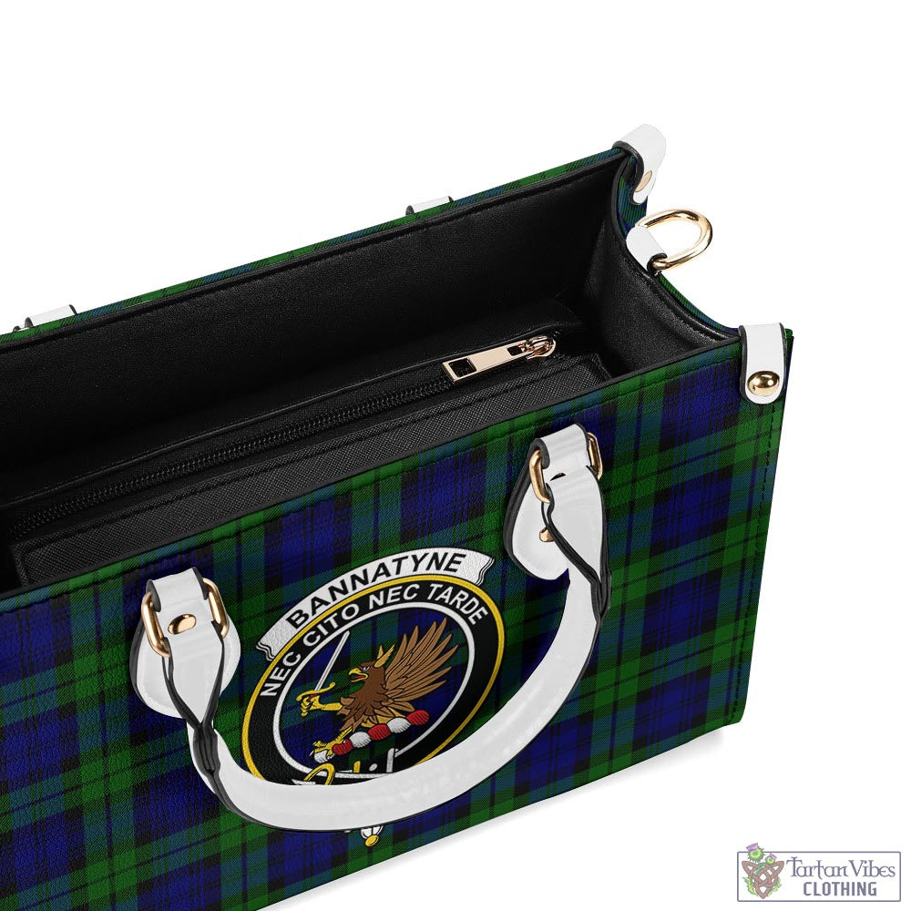 Tartan Vibes Clothing Bannatyne Tartan Luxury Leather Handbags with Family Crest