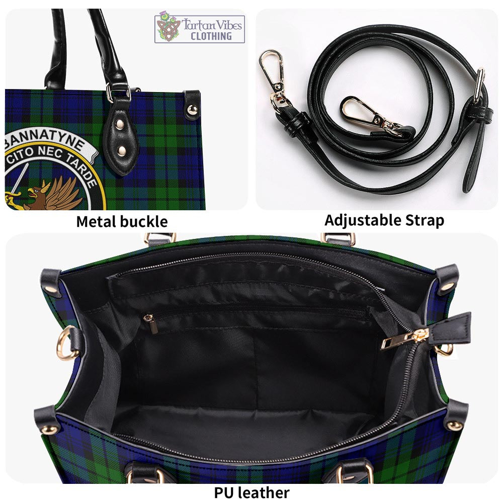 Tartan Vibes Clothing Bannatyne Tartan Luxury Leather Handbags with Family Crest