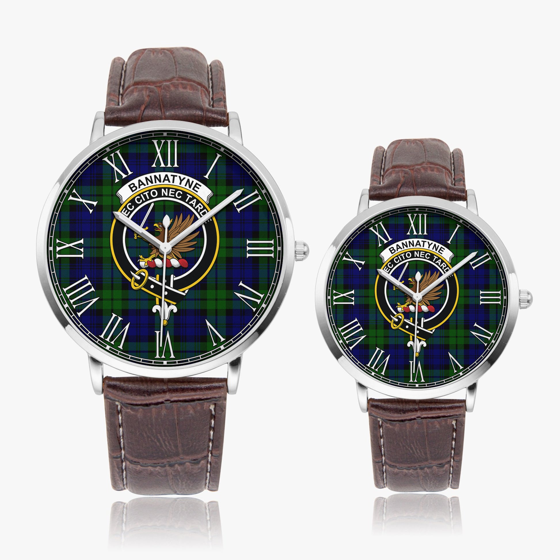 Bannatyne Tartan Family Crest Leather Strap Quartz Watch - Tartanvibesclothing