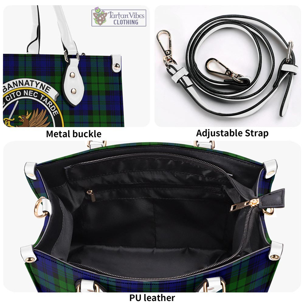 Tartan Vibes Clothing Bannatyne Tartan Luxury Leather Handbags with Family Crest