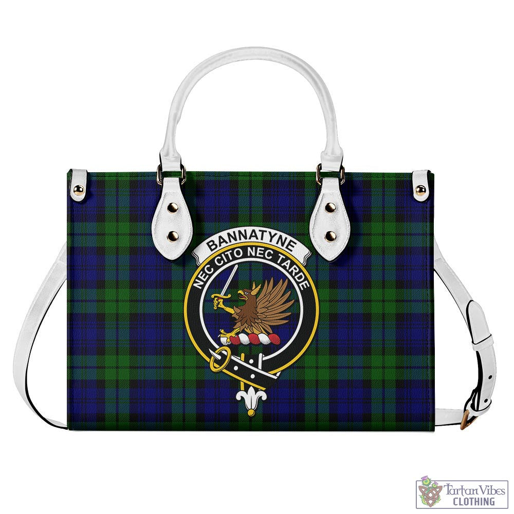 Tartan Vibes Clothing Bannatyne Tartan Luxury Leather Handbags with Family Crest