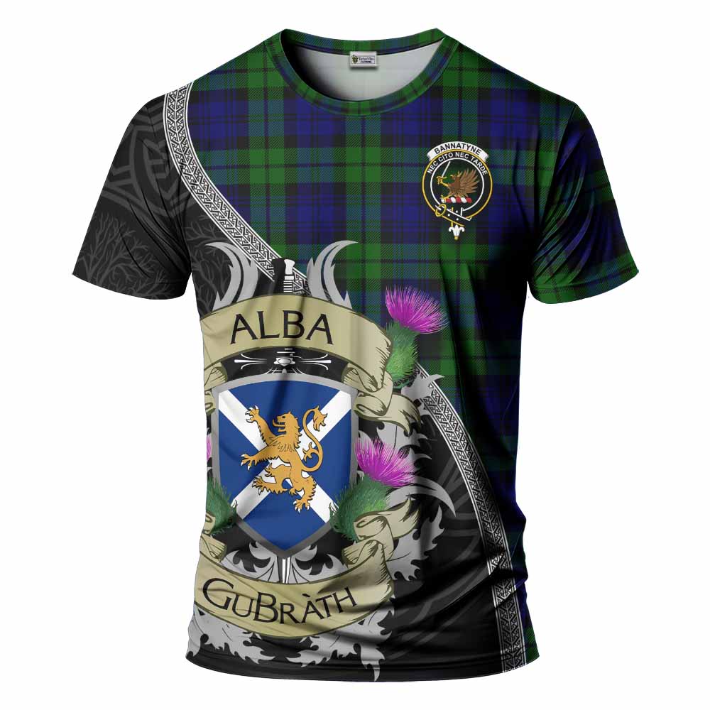 Tartan Vibes Clothing Bannatyne Tartan Family Crest T-Shirt Lion Rampant Royal Thistle Shield Celtic Inspired