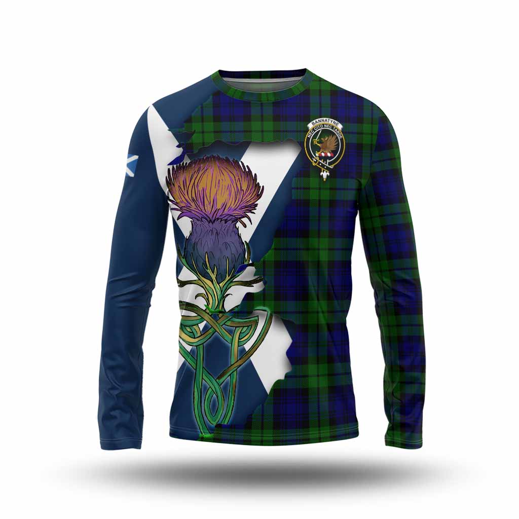 Tartan Vibes Clothing Bannatyne Tartan Family Crest Long Sleeve T-Shirt Scottish Thistle Celtic Inspired