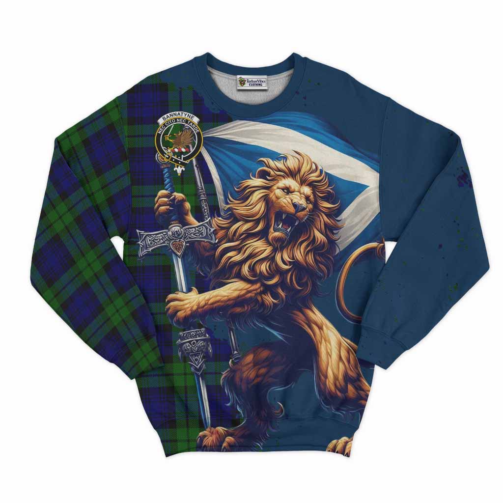 Tartan Vibes Clothing Bannatyne Tartan Family Crest Sweatshirt with Scottish Majestic Lion