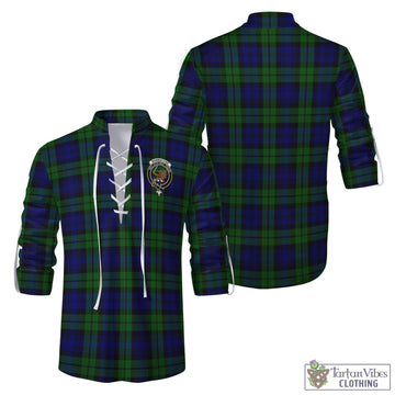 Tartan Vibes Clothing Bannatyne Tartan Men's Scottish Traditional Jacobite Ghillie Kilt Shirt with Family Crest