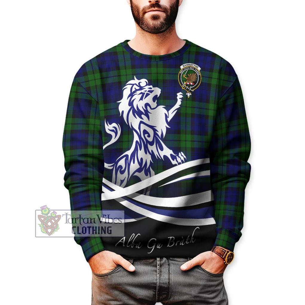 Bannatyne Tartan Sweatshirt with Alba Gu Brath Regal Lion Emblem Unisex - Tartanvibesclothing Shop