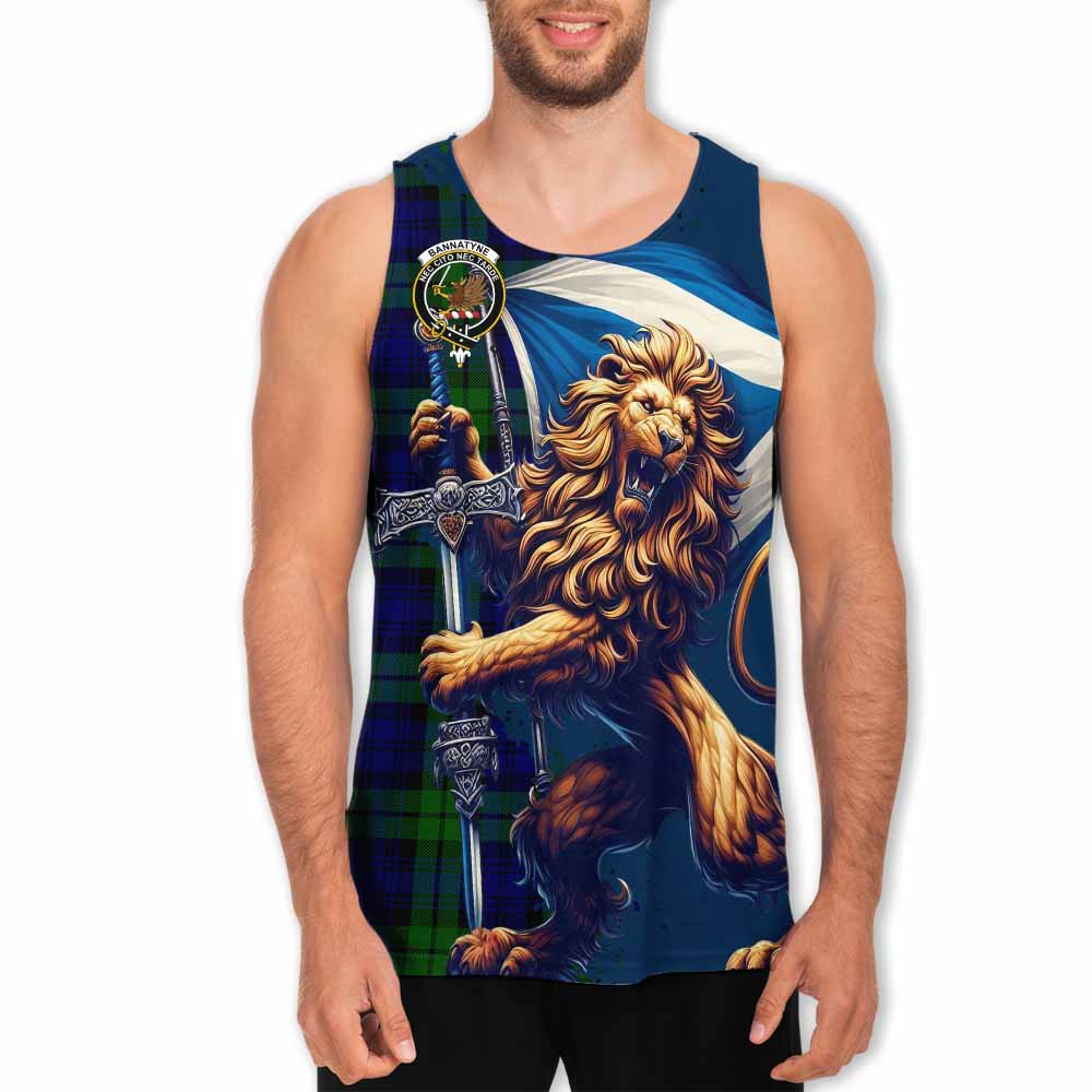 Tartan Vibes Clothing Bannatyne Tartan Family Crest Men's Tank Top with Scottish Majestic Lion