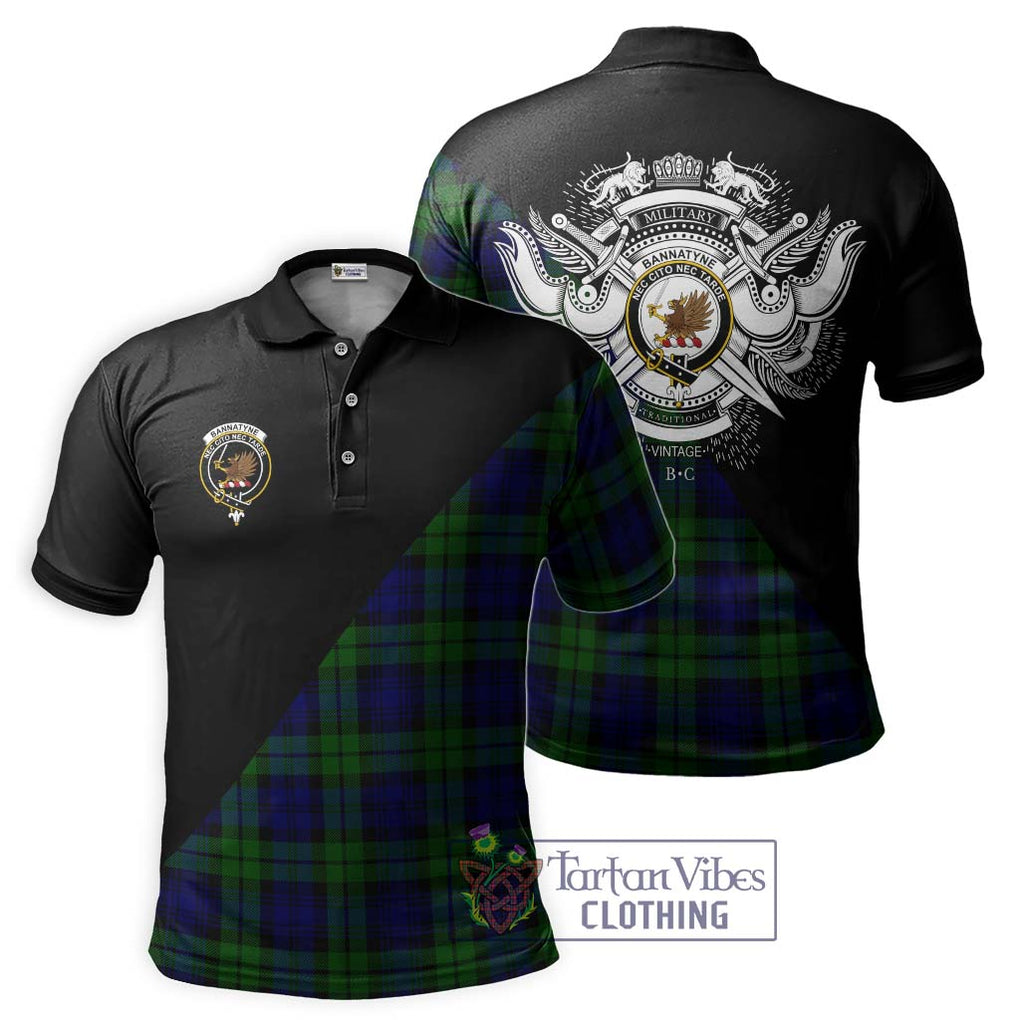 Bannatyne Tartan Polo Shirt with Family Crest and Military Logo Style Kid - Tartanvibesclothing Shop