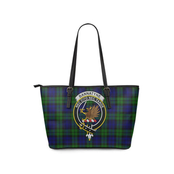 Bannatyne Tartan Leather Tote Bag with Family Crest - Tartanvibesclothing
