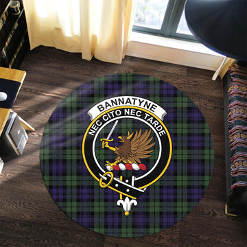 Bannatyne Tartan Round Rug with Family Crest - Tartanvibesclothing