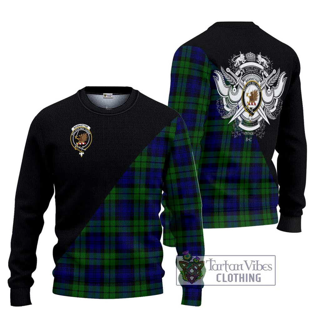 Bannatyne Tartan Knitted Sweater with Family Crest and Military Logo Style Unisex - Tartanvibesclothing Shop