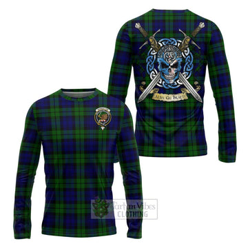 Tartan Vibes Clothing Bannatyne Tartan Long Sleeve T-Shirt with Family Crest Celtic Skull Style