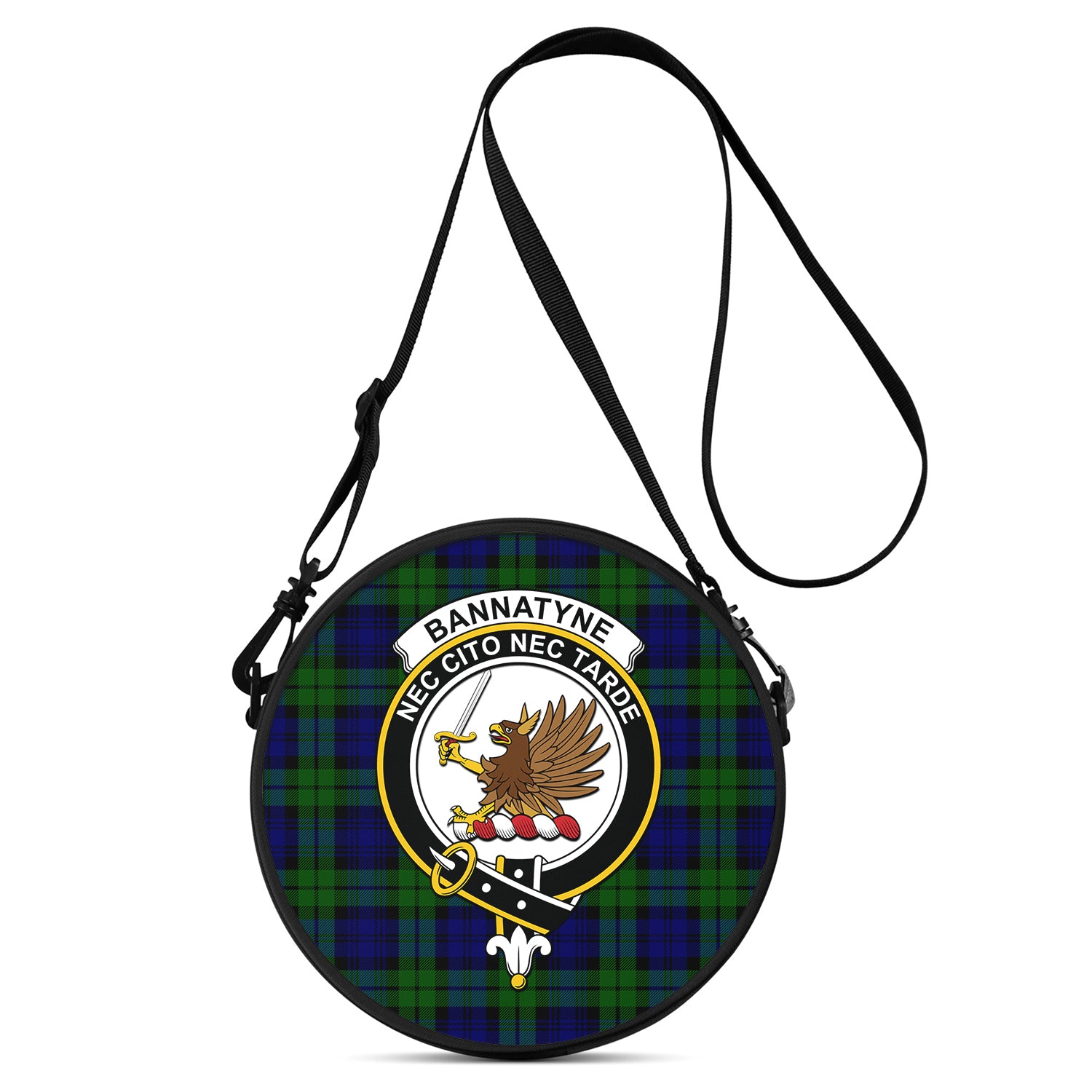 Bannatyne Tartan Round Satchel Bags with Family Crest One Size 9*9*2.7 inch - Tartanvibesclothing