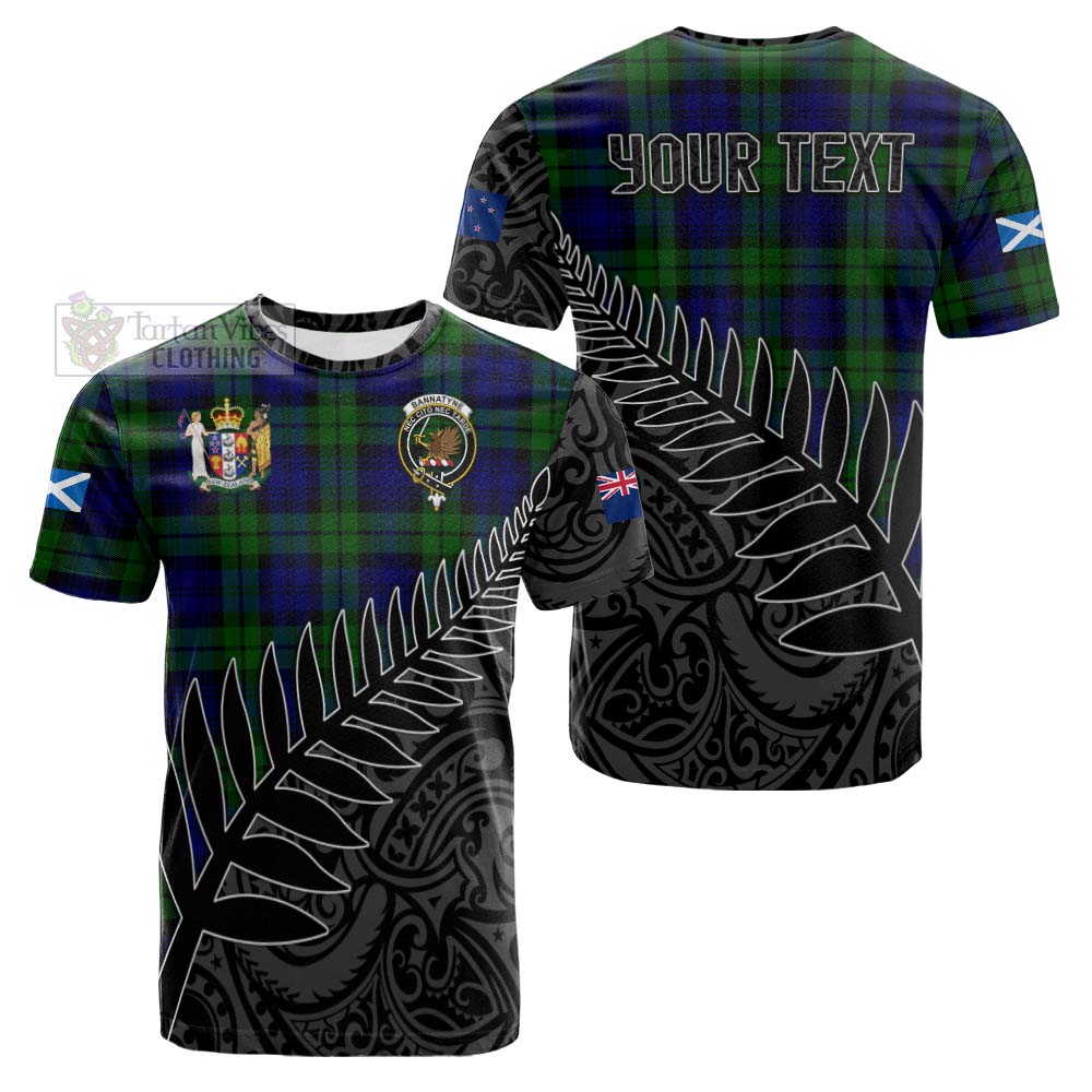 Tartan Vibes Clothing Bannatyne Crest Tartan Cotton T-shirt with New Zealand Silver Fern Half Style