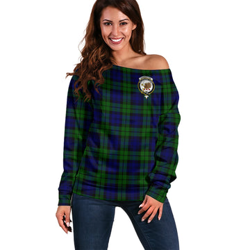 Bannatyne Tartan Off Shoulder Women Sweater with Family Crest Women - Tartanvibesclothing