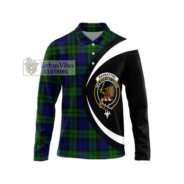 Bannatyne Tartan Long Sleeve Polo Shirt with Family Crest Circle Style Unisex - Tartan Vibes Clothing