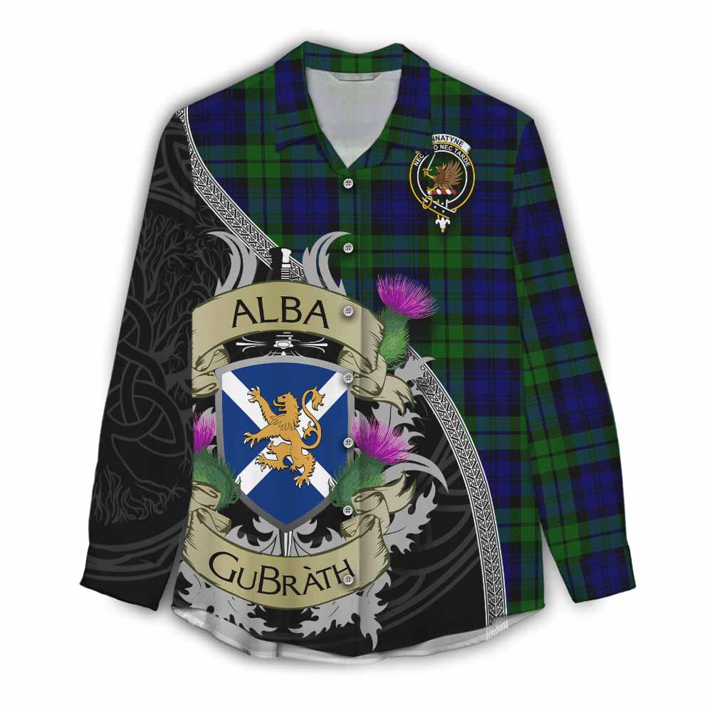 Tartan Vibes Clothing Bannatyne Tartan Family Crest Women's Casual Shirt Lion Rampant Royal Thistle Shield Celtic Inspired