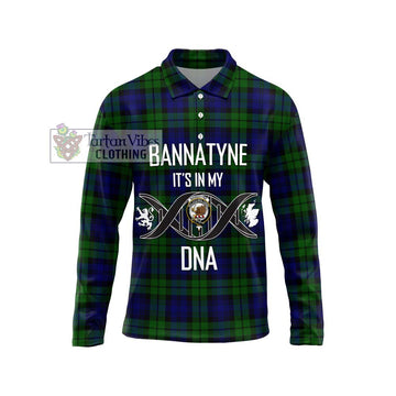 Bannatyne Tartan Long Sleeve Polo Shirt with Family Crest DNA In Me Style Unisex - Tartanvibesclothing Shop