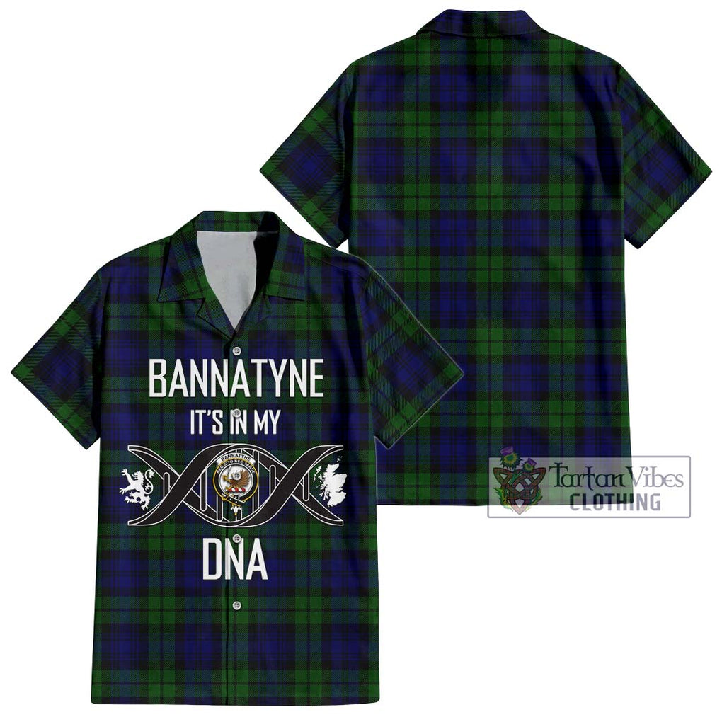 Bannatyne Tartan Short Sleeve Button Shirt with Family Crest DNA In Me Style Kid - Tartanvibesclothing Shop