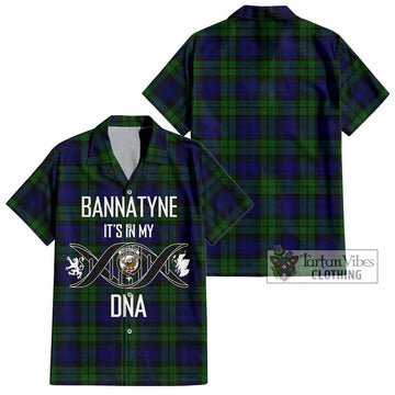 Bannatyne Tartan Short Sleeve Button Shirt with Family Crest DNA In Me Style Kid - Tartanvibesclothing Shop