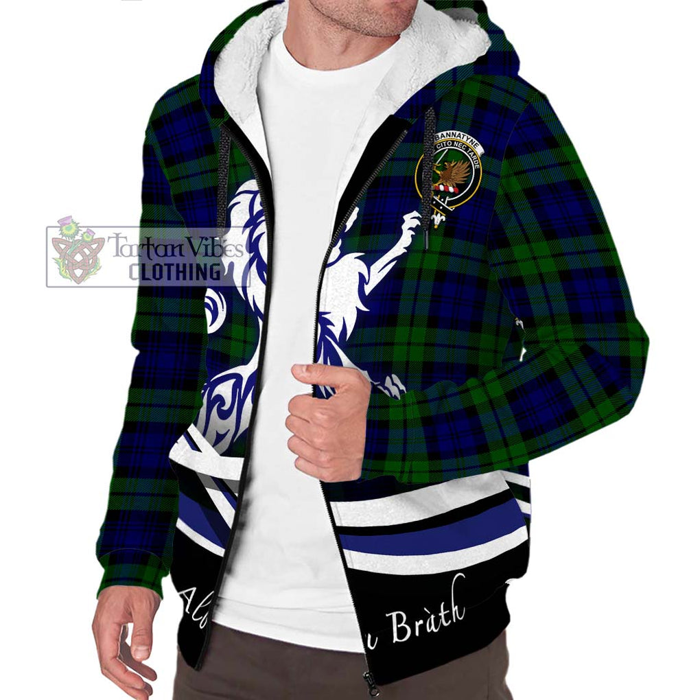 Bannatyne Tartan Sherpa Hoodie with Alba Gu Brath Regal Lion Emblem Unisex S - Tartanvibesclothing Shop
