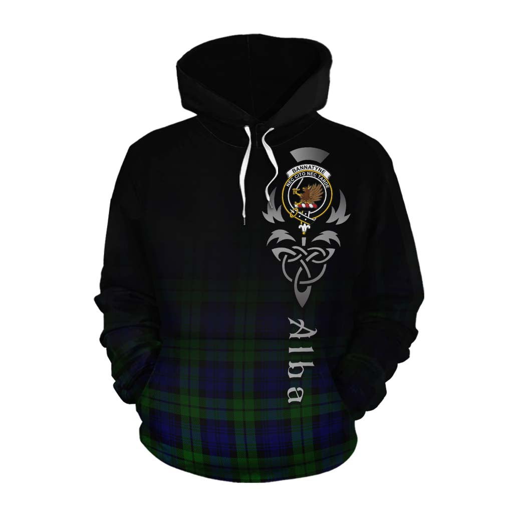 Tartan Vibes Clothing Bannatyne Tartan Cotton Hoodie Featuring Alba Gu Brath Family Crest Celtic Inspired