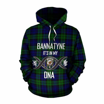 Tartan Vibes Clothing Bannatyne Tartan Cotton Hoodie with Family Crest DNA In Me Style