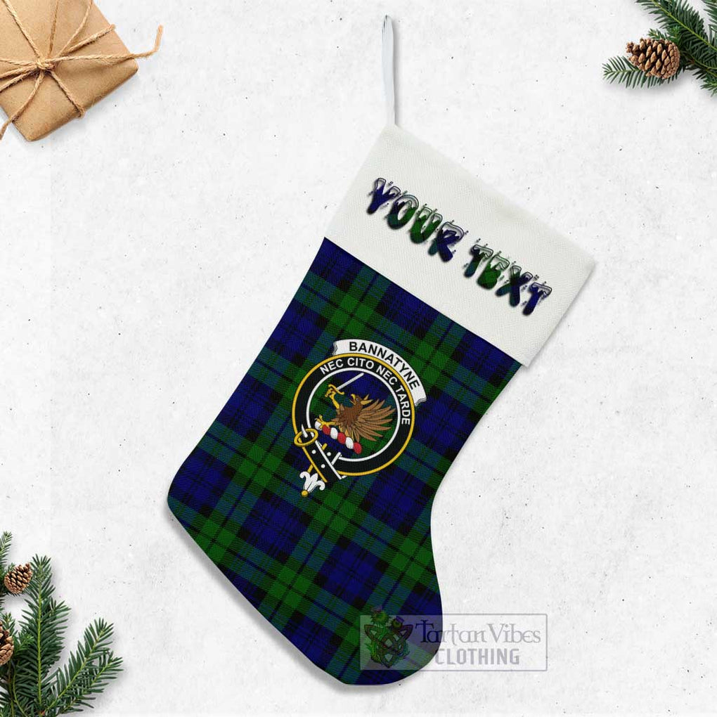 Tartan Vibes Clothing Bannatyne Tartan Family Crest Christmas Stocking with Personalized Text