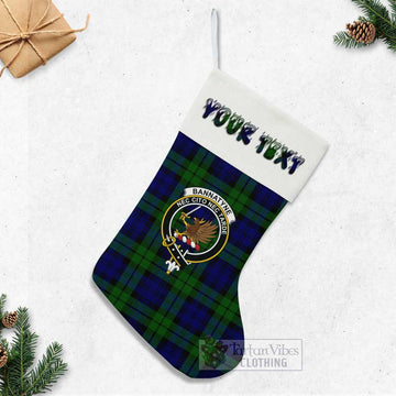 Tartan Vibes Clothing Bannatyne Tartan Family Crest Christmas Stocking with Personalized Text
