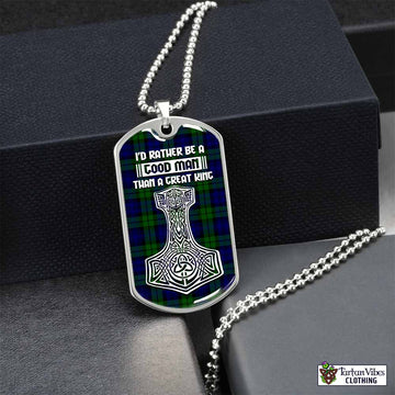 Tartan Vibes Clothing Bannatyne Tartan Dog Tag Necklace Viking Mjolnir Style