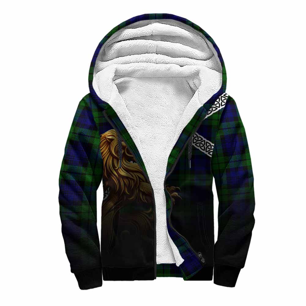 Tartan Vibes Clothing Bannatyne Crest Tartan Sherpa Hoodie with Golden Lion Emblem Celtic Style