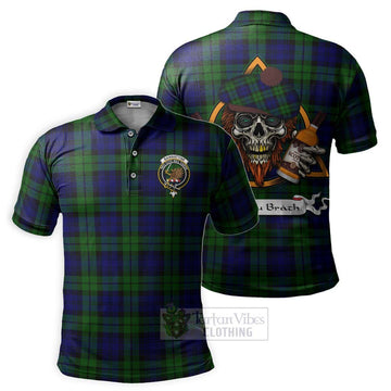 Tartan Vibes Clothing Bannatyne Tartan Polo Shirt with Family Crest and Bearded Skull Holding Bottles of Whiskey