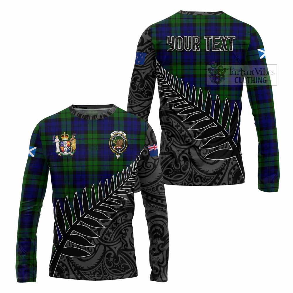 Tartan Vibes Clothing Bannatyne Crest Tartan Long Sleeve T-Shirt with New Zealand Silver Fern Half Style