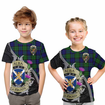 Tartan Vibes Clothing Bannatyne Tartan Family Crest Kid T-Shirt Lion Rampant Royal Thistle Shield Celtic Inspired
