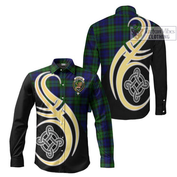 Bannatyne Tartan Long Sleeve Button Shirt with Family Crest and Celtic Symbol Style Men's Shirt S - Tartan Vibes Clothing